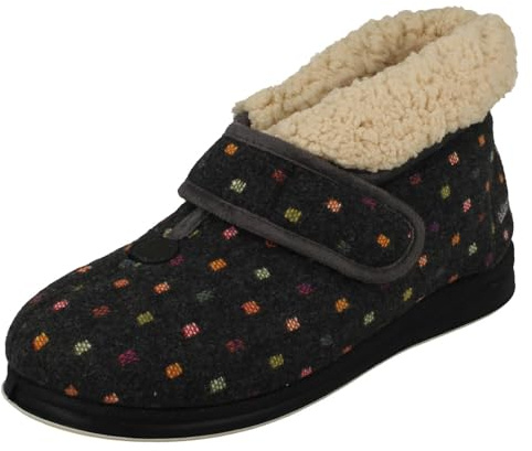 Padders Bess Womens Extra Wide Turn Up Boot Slippers