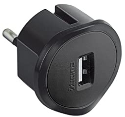 BTicino S3625GU Adattatore con Presa USB per Tutti Gli Standard di Prese, 1.5A, 250 V, Nero (Confezione da 2)