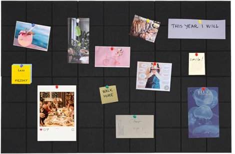 6 Stück Große Notiztafel aus filz memo-board filztafel Filzboard Memotafeln Memo Boards Bulletin Board Wanddekoration 30 x 30cm mit 1 box Zeichenstift für Wohnung Büro Schule (Schwarz)