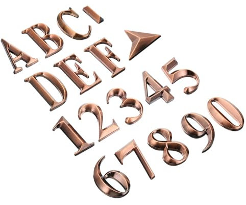 PATIKIL House Numbers 3D Mailbox Numbers 0-9 and Letter A-F and Arrow for Outside, 18Pcs Door Address Numbers Letter Self Adhesive for Apartment Office, Hotel Room, Mailbox Sign, Bronze
