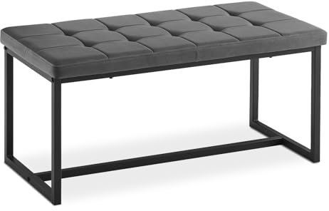 TUKAILAI Sitzbank esszimmer 100cm,sitzbank Flur mit samt Dickes Kissen Sitz, polsterbank mit Metallbeinen,bettbank garderobenbank küchenbank,sitzbank Garderobe Schlafzimmer Flur möbel (Grau)