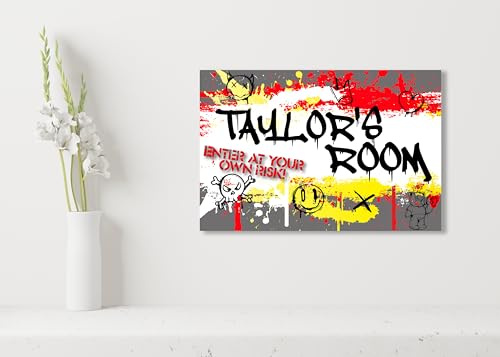A Personalised childs bedroom name sign graffiti style. Door Wall Room Teenager Aluminium Metal
