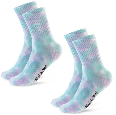 Tillverkad av Nami 2-pack retro tennisstrumpor damer färgglada strumpor batik design festival tillbehör