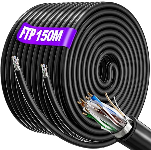Soibke Cable Ethernet 150 metros, Cat 6 Alta Velocidad Cable de Red FTP | Blindado Cable RJ45 150m, Exterior Interior Gigabit LAN Cable Internet, 23AWG Largo Cable Wifi para PS5/4 Router Switch Módem