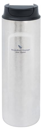 iBasingo Termo térmico de titanio de prensa francesa de 450 ml, termo al vacío de doble pared, botella de agua portátil para viajes al aire libre, taza de coche con tapa, Ti3255D