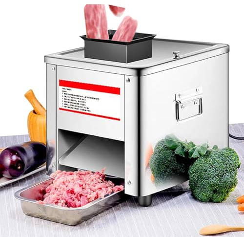 Macchina Per Tagliare La Carne Da 850 W, Affettatrice Elettrica Commerciale In Acciaio Inossidabile, 150 Kg/Ora, Affettabile/A Cubetti/Triturato, Per Carne Disossata, Pesce, Verdure Morbide,20mm