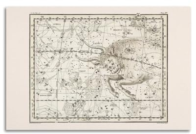 HCLHB Stampa con mappa stellare del Toro, stampa con segno zodiacale, riproduzione professionale, poster decorativo su tela e stampa artistica moderna per camera da letto, poster decorativo per camera
