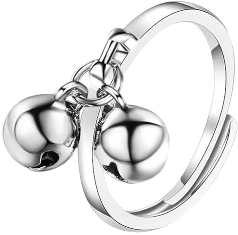 TINEASUR Anello Regolabile Aperto da Donna con Doppia Campanella in Metallo Accessorio Elegante e Decorativo per Uso Quotidiano
