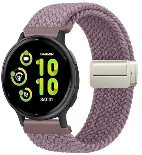 Oumida Elastisches Nylon Armband für Garmin Vivoactive 5 Armband/Vivoactive 3 Music, Garmin Venu Sq/Venu Sq 2/ Venu Sq 2 Music/Venu 2 Plus Armbänder, Geflochtenes Uhrenarmband mit Magnetschnalle