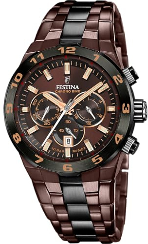 Festina Orologio Uomo Analogico in Acciaio Inossidabile 316L Marrone - Movimento al Quarzo - Cronografo - Calendario - Vetro Minerale Resistente - Impermeabile 10 ATM F20708/1 Special Editions