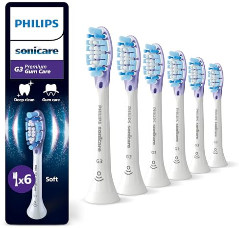 Philips Sonicare G3 Premium Gum Care - têtes de brosse à dents de rechange d'origine, blanc, lot de 6, HX9056/87