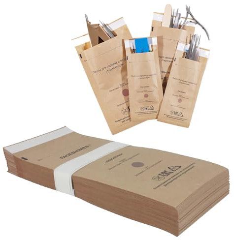 NHPY 60 Sacchetti Per Sterilizzazione, due misure Buste Monouso, Strumenti Per Manicure E Pedicure, Per Dentisti e Estetiste, Con Indicatore E Sigillatura (75 x 150 mm e 100 x 200 mm)