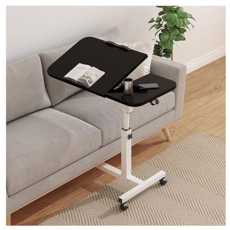 KMUD Table De Lit Medicale a Roulette Inclinable, Table Roulante pour Lit Canapé, Bureau for Ordinateur Portable avec Plateau Inclinable, Bureau Debout Roulant for Ordinateur Portable(Nero)