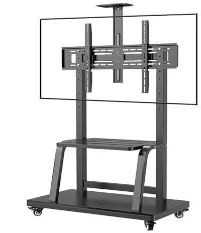 LISHAOHU Supporto TV Mobile con Ruote, Supporto TV con Ruote Regolabile in Altezza, Supporto TV Portatile, capacità Carico Fino A 300 Libbre, Adatto for Televisori Curvi Piatti da 55-95 Pollici