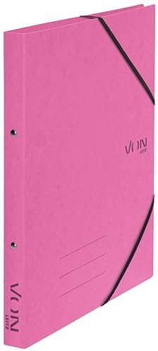 VON Leitz Ringbuch A4, Karton, Mit 2 Ringen und Gummibandverschluss, 25 mm Rückenbreite, Für 140 Blatt, Ringmechanik, Für Schule, Studium & Zuhause, 5 Stück, Fuchsia, 30120022