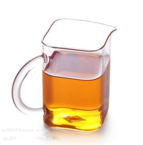 NEBE Bricco Latte Teiera di Vetro 250ml Creativo Quadrato Piazza caffettiera bollitore Latte Schiuma Tazza Tazza di Vetro Trasparente Salsiera(B)