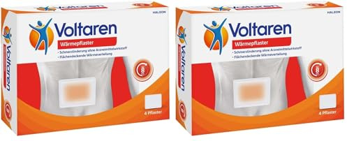 Voltaren Wärmepflaster ohne Arzneimittelwirkstoff für langanhaltende Schmerzlinderung bei Rückenschmerzen, Nackenschmerzen und Schulterschmerzen, 4 Pflaster (Packung mit 2)