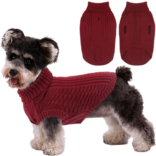CITÉTOILE Hundepullover Strickjacke Rollkragen Ärmellos Rot S