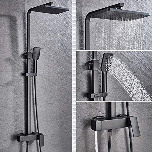 Juego de Ducha de Ducha Negro Mate Grifo de Ducha Tipo Lluvia montado en la Pared Regadera giratoria Juego de Ducha para baño Cabezal de Ducha de Mano Grifo para baño con Lluvia,Negro