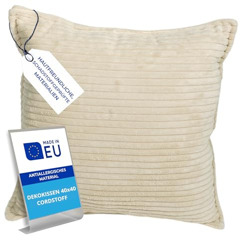 Pillows24 Palettenkissen Dekokissen 40x40 aus Cord, Weiches Zierkissen | Palettenauflage für Europaletten 120x80, Sofa Kissen, Weiche Palettensofa in Haus, Garten, Balkon, Made in EU, Cappuccino