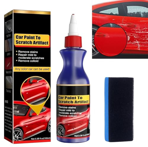 Pipihome Polish Auto Rimuovi Graffi, Deep Rimuovi Graffi Auto, 100ml Cera Pulitore Auto Professionale, Scratch Remover for Vehicles with Wipe Sponge, Lucida Carrozzeria Auto per Auto Moto