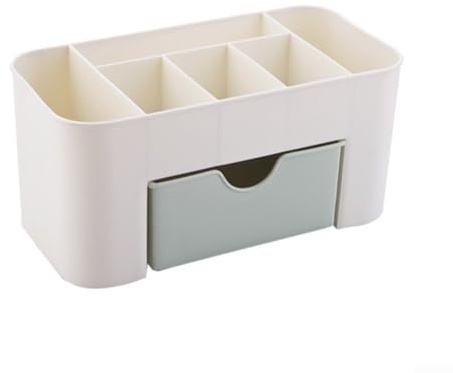 Boîte de rangement de style tiroir pour bijoux et cosmétiques, rangement en plastique pour bureau et coiffeuse, garde les accessoires triés et faciles à trouver (vert)