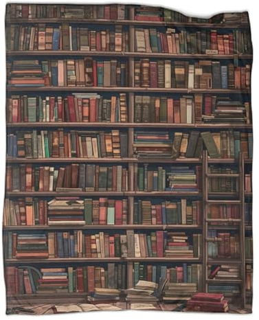 Bücherregal Kuscheldecken Flanell Decke,Bibliothek Kinderdecke 3D Gedruckte Flauschig Decke Weich Und Warme Wohndecke Für Teens Erwachsene 70x80inch(180x200cm)