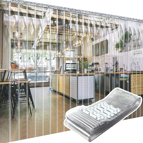 ALGFree PVC Lamellenvorhang Streifenvorhang Transparent Lamellen 90x200cm | Lamellen Stallvorhang PVC Lamellenvorhang Winddicht Wasserdicht Plastik Türvorhänge für Zimmer, Läden, Supermärkt, Kühlraums