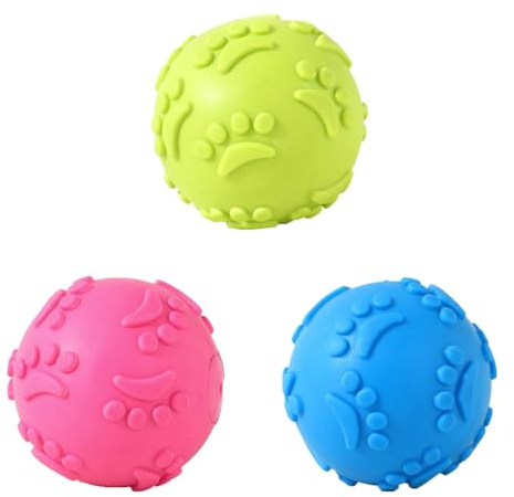 JcvPot Hundespielzeug Ball, 3 Stück Unzerstörbar Hundebälle Für Training Und Spiel, Ball Hundespielzeug Unzerstörbar, Bälle Für Hunde (Rosa, Blau, Grün)