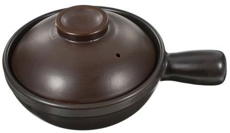 VERDANVERSE Cazuela Tapa Pequeña De Barro Para Cocinar, Olla De Arroz Para Sopa De Cerámica De Alta Temperatura, Mango Único Para Uso Doméstico y Restaurante, Resistente Al Fuego