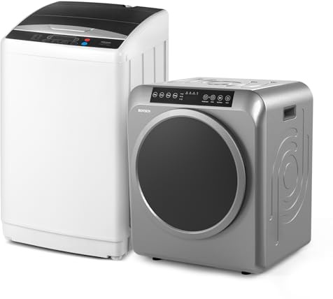 ROVSUN 3.5CuFt Portable Clothes Dryer and 25LBS Full-Automatic Washing Machine Set, Compact Laundry Washer and Dryer Combo Set with Stainless Steel Inner Tub for Apartment, Home
