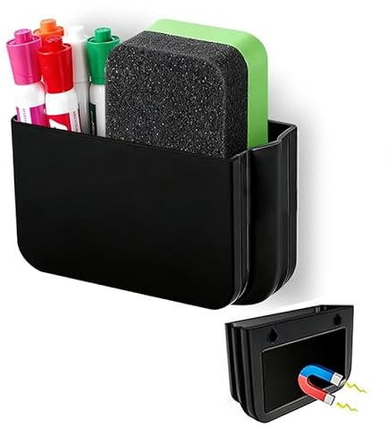 FRETONBA Magnetisk Pennställning, Hopfällbar, Magnetisk Markörhållare, Magnetisk Förvaring, Whiteboard-Pennställning, Markörhållare För Kylskåp, Förvaringsskåp, Svart