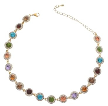 BSLVWG Collier ras du cou en cristal coloré doré brillant avec strass pour femme