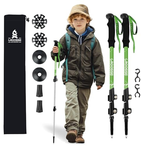 Adjustable Kids Hiking Poles for Trekking, Lightweight Walking Stick