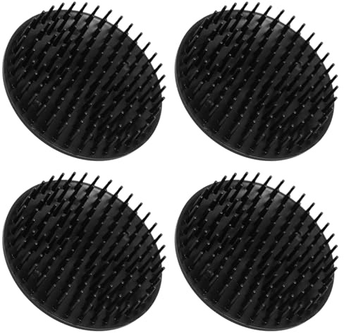 Operitacx Masajeador Capilar Cuero Cabelludo en Negro, 4 Piezas de Pe Función de Limpieza Profunda y Relajación Muscular para Uso en Ducha y Cuidado del Cabello