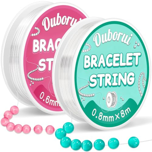Ouborui-2 Rouleaux Fil Élastique pour Bracelet 0.6mm 0.8mm | Transparen Fil Bracelet TPU Fil Perle Fil pour Bracelets Bijoux en Perles Bricolage