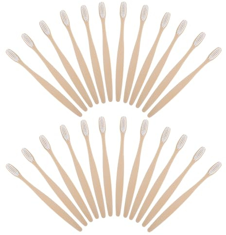 MERRYHAPY Bambuszahnbürsten 24er Pack für Erwachsene mit weichen Borsten, portable Zahnbürste für Bad und Reisen, schont empfindliches Zahnfleisch und ideal für Camping