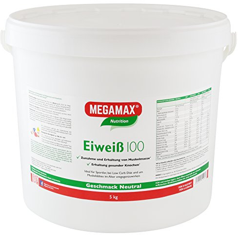 Megamax Eiweiss Neutral 5 kg für Muskelaufbau und Workout mit Molken- und Milcheiweiß – Ideal für Eiweißshakes und Backen Proteinquelle für Fitness - Geeignet für Low-Carb Diäten