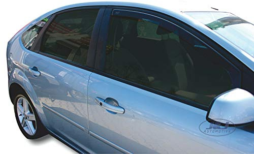 J&J AUTOMOTIVE Windabweiser passend für Ford Focus 2 4/5-Türer 2004-2010 2tlg, Heko Regenabweiser Vorne Getönt Dunkel Passform