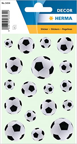 HERMA 3434 Lot de 54 autocollants de sport avec motif football - Pour album photo, journal intime, album de poésie, scrapbooking, décoration d'anniversaire, lettres, bricolage