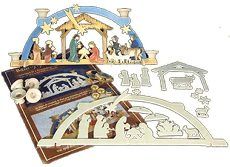 alles-meine.de GmbH Holz Bastelset 3-D - Schwibbogen Geburt Christi - komplett ausgesägt Natur/zum selber basteln - Echt Erzgebirge - Handarbeit aus Deutschland - Deko für Weih..