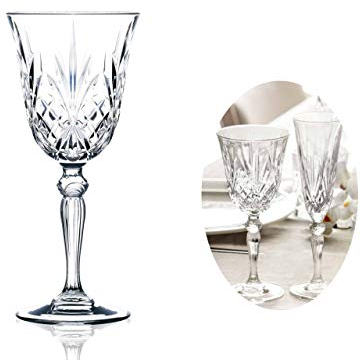 RCR Cristalleria Italiana S.p.a. Linea Melodia | Calici da Acqua Vino Rosso e Bianco in Vetro Bicchieri Moderni Set 6 Biccheri di Cristallo da 27 Cl