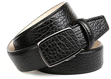 Anthoni Crown Automatik Ledergürtel Herren mit Prägung, Schwarz, Schnalle Schwarz Metallic, Gürtel ohne Löcher, Gürtelbreite 35 mm, Herren Outfit elegant, Modell A30L10