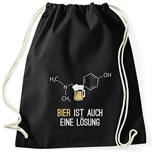 MoonWorks Turnbeutel Bier ist auch eine Lösung schwarz unisize