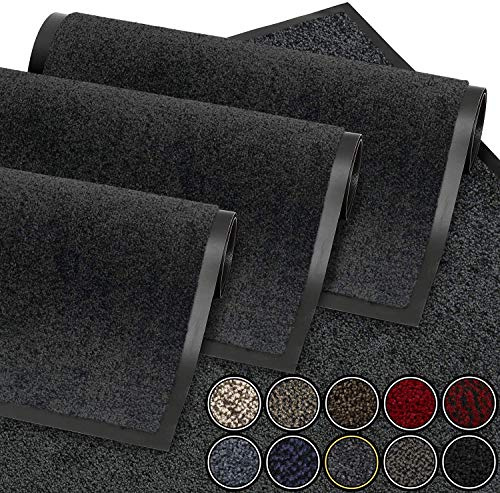 GadHome dörrmatta Antracitgrå 60 x 90 cm | Entrédörrmatta vattentät tvättbar slitstark smutsfångare | Halkfri smutsfångare, dörrmatta för ytterdörr, hall, entré, kök, sovrum
