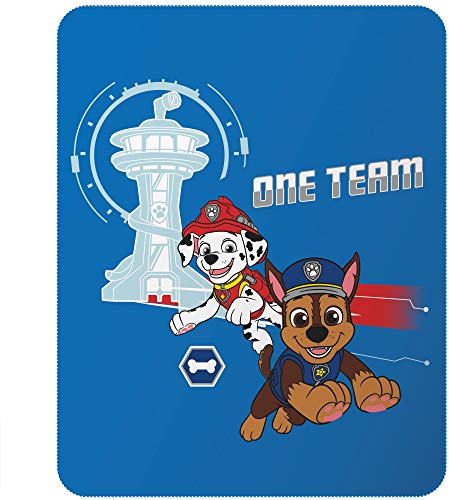 Pat Patrouille Ready for Action - Manta Polar (110 x 140 cm, 100% poliéster, Oeko-Tex | Estampado para niño Marcus Chase | Azul