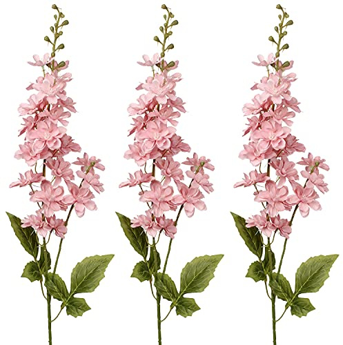 Briful 3 Stück Kunstblumen Rittersporn Künstliche Blumen Delphinium Textil Kunstpflanzen Home Décor Länge 86cm, Ø9cm