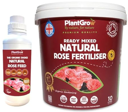 PlantGrow Organic Rose Fertiliser, 100% Plant-Based with Live Bacteria and Soil Microbes. Long Term Feed, Mulch & Soil Conditioner