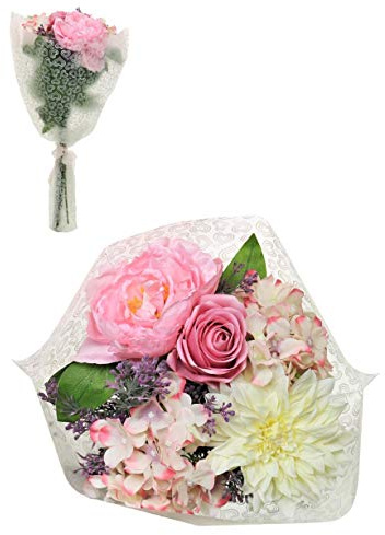 Homestreet Bouquet de fleurs artificielles pivoines et dahlia rose pâle pour arrangement de fleurs éternelles
