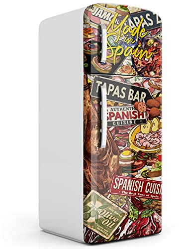 Vinilo Adhesivo Decorativo para Nevera, Especial Libre De Burbujas, Made in Spain, Comida Española (200x60cm)